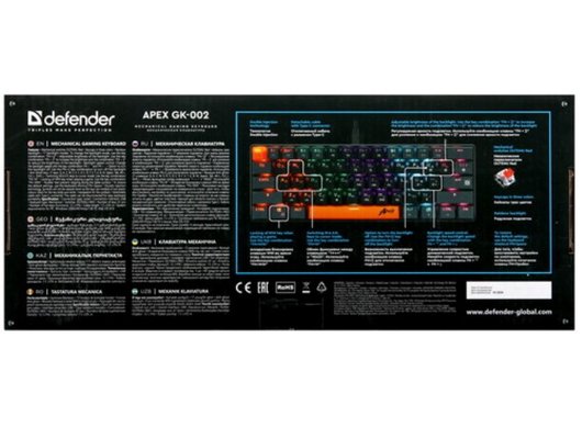 Клавиатура проводная игровая Defender Apex GK-002 механическая